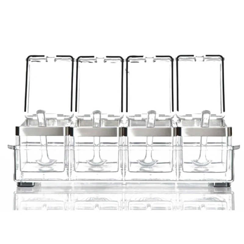 Online Caja de condimento hecha de acrílico tarro de especias Set Condiment Cruet botella suministros de cocina