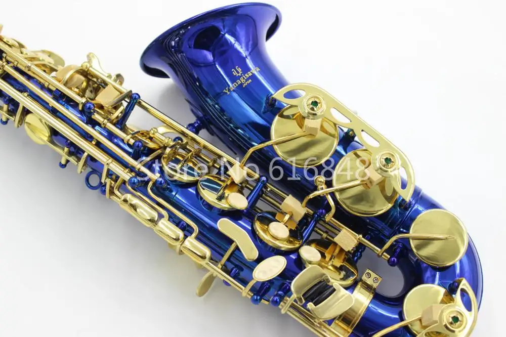 

Yanagisawa A-992 Unique Blue Body Gold Lacquer Key Alto Saxophone E Flat Student Musical Instrument Free Shipping with Case