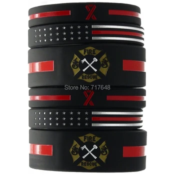 

300PCS Firefighters' Thin Red Line wristband silicone bracelets free shipping by FEDEX
