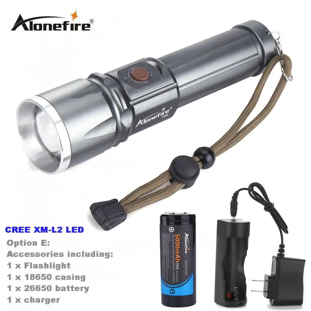 AloneFire X900 CREE XM L2 T6 алюминиевый наружный светодиодный фонарь Zaklamp фонарь для 26650 или 18650 перезаряжаемый аккумулятор - Испускаемый цвет: Option E