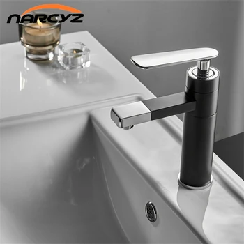 

Basin Faucet White/Chrome Faucet Tap Bathroom Sink Faucet Single Handle Hole Deck Mounted Wash Hot and Cold Mixer Tap B574