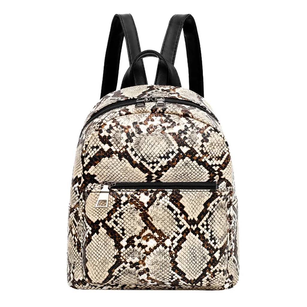 High Quality Leather Leopard Backpack Women School Rucksack College Style Double Shoulder Bags Satchel Backpacks JUNE18