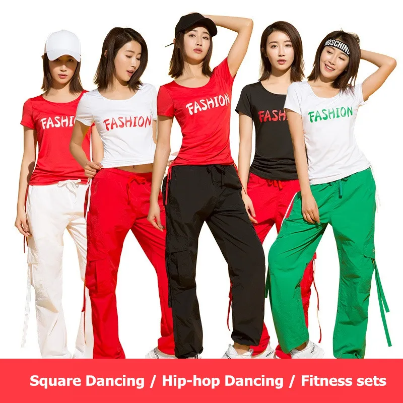 

LEFAN 2018 Summer Loose Sports Clothing Suits 2pcs Women Elastic Quick-dry Loose Fitness Sets Female Hip-hop Dancing Sets S-3XL