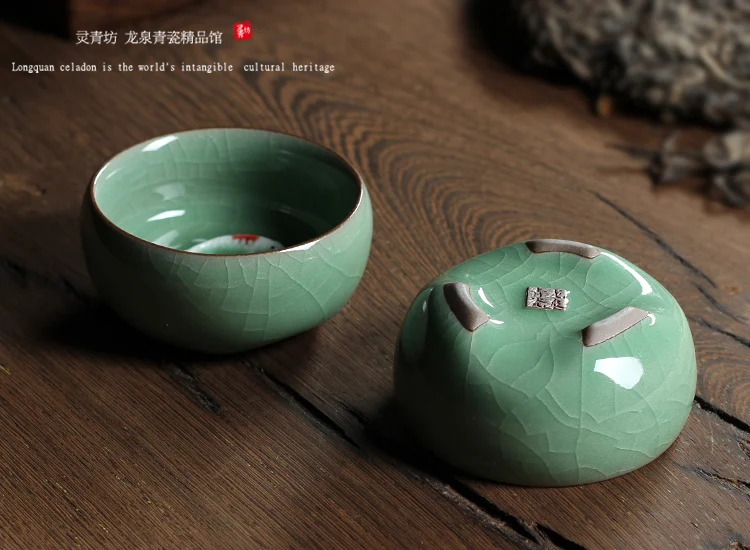 Longquan Celadon фарфоровые чайные чашки китайский чайный горшок Золотая Рыба чашка чая, кружка 60 мл кракле чайный набор, чашки Прямая поставка