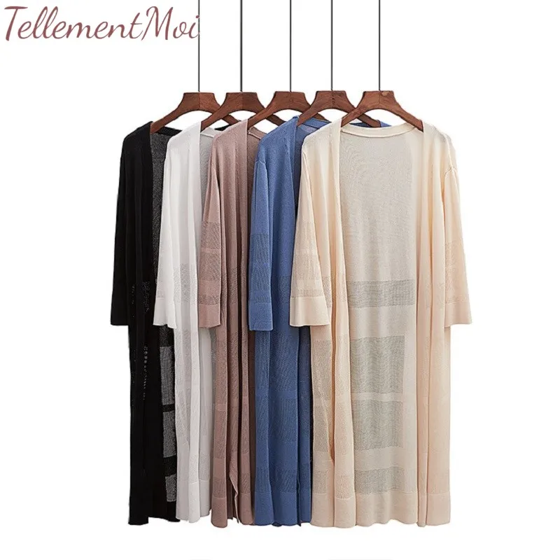 

Female Cardigan Thin Elegant Long Sleeve Long Cardigans Women Summer Knitted Kimono Cardigans Sweater Poncho Coat 2019 NEW
