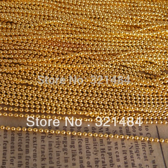 

bulk gold plated metal 100m/lot 2.4mm ball chains jewelry link bead chain findings accessories supplies