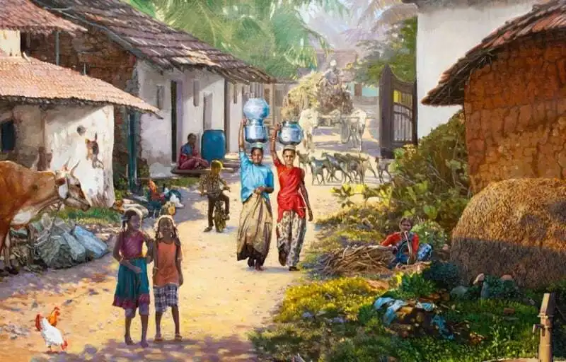 lukisanpemandanganrumahkampung