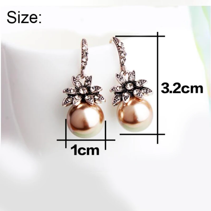Pearl Earrings Fashion Imitation Inlaid Rhinestones Exquisite Charming Wedding For Women Three Colors optional