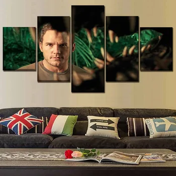 

High Quality Canvas Print Chris Pratt Poster Movie Jurassic World Fallen Kingdom Home Decor Wall Art 5 Piece Modern Painting
