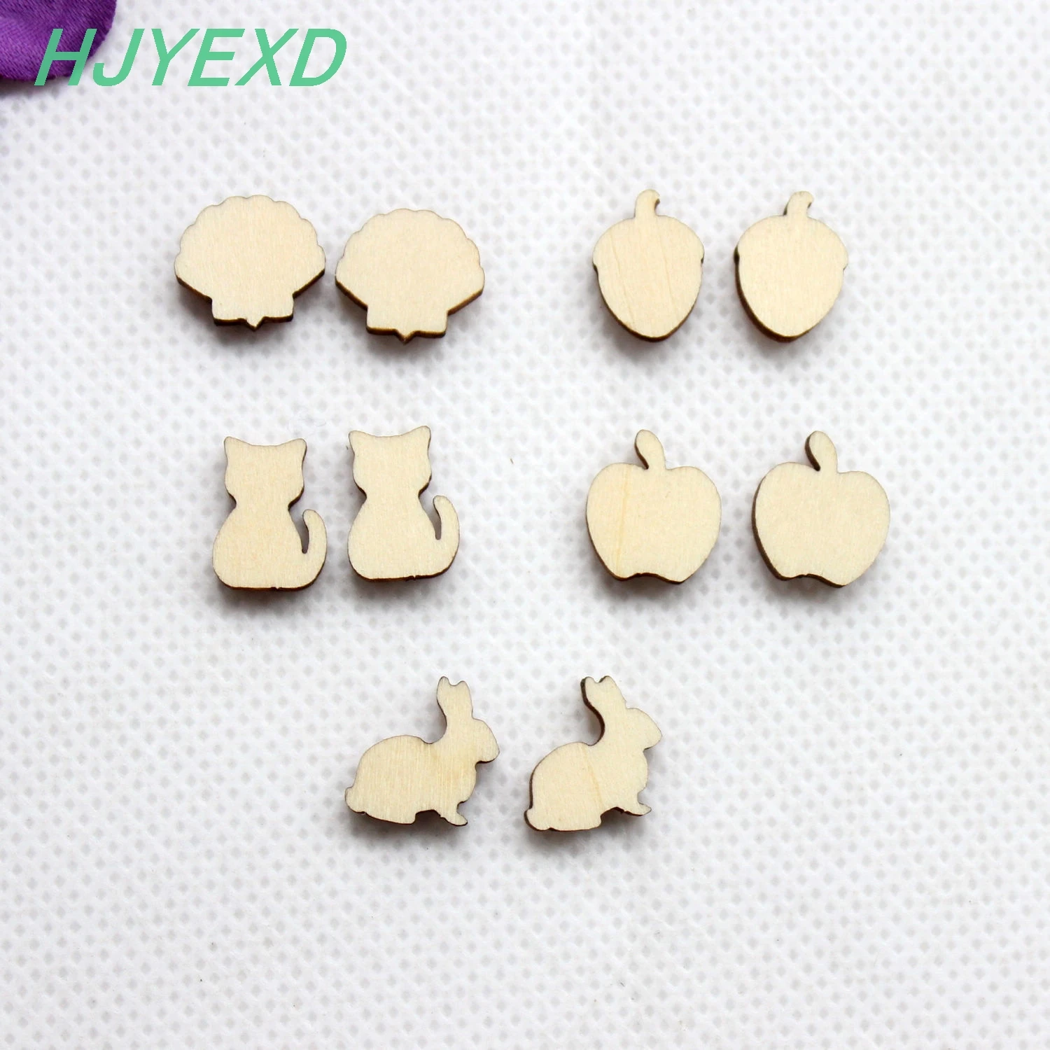 

12mm Blank Wood Pine Nut Shell Cat Apple Rabbit Assorted Stud Earrings Unfinished Rustic Heart 0.5"-CT1403