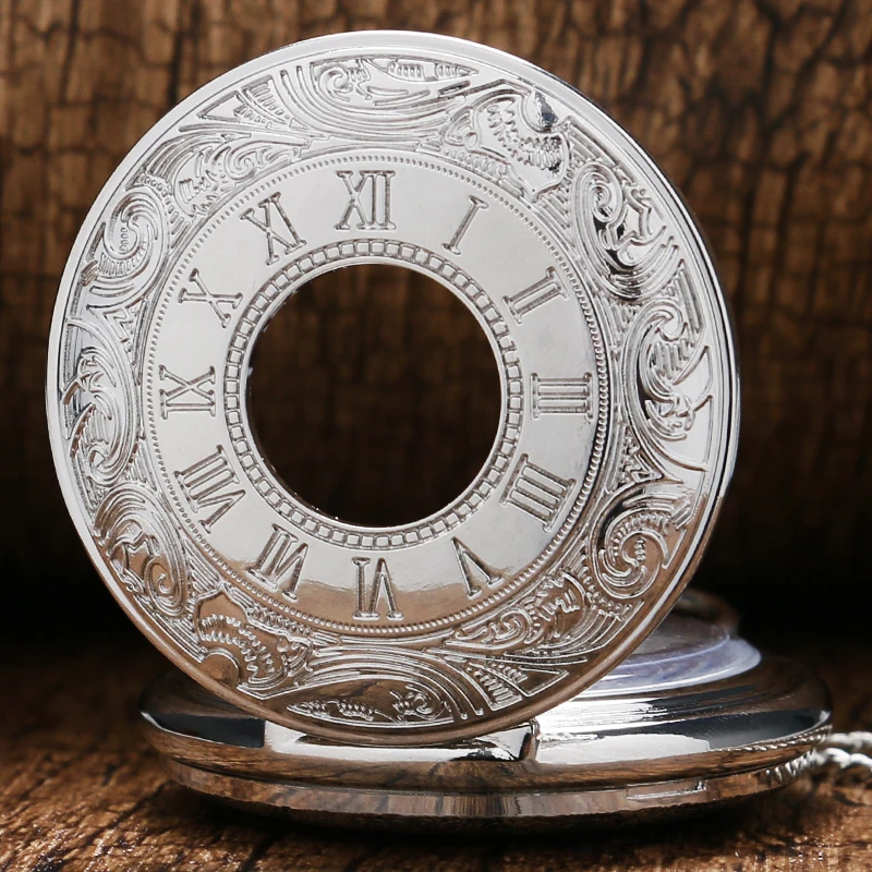 Популярные карманные часы серебристого цвета Pocketwatch римские цифры Кварцевые часы с подвеской ожерелье