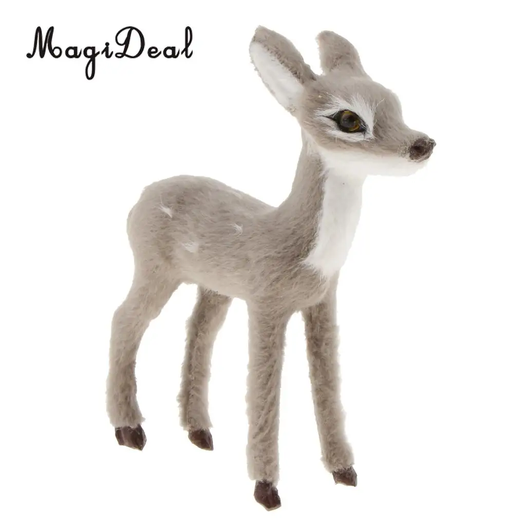 Mini Christmas Simulation Small Sika Deer Doll Xmas Ornament Miniatures Prop Home Decoration Standing