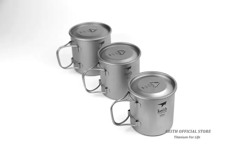 Canecas de Água de Titânio ao ar Livre com Alças Tampas de Titânio Copos de Acampamento Caneca de Viagem Keith Dobráveis Drinkware Ultraleve Ml-900 ml 300 16 High Quality Esporte e Lazer