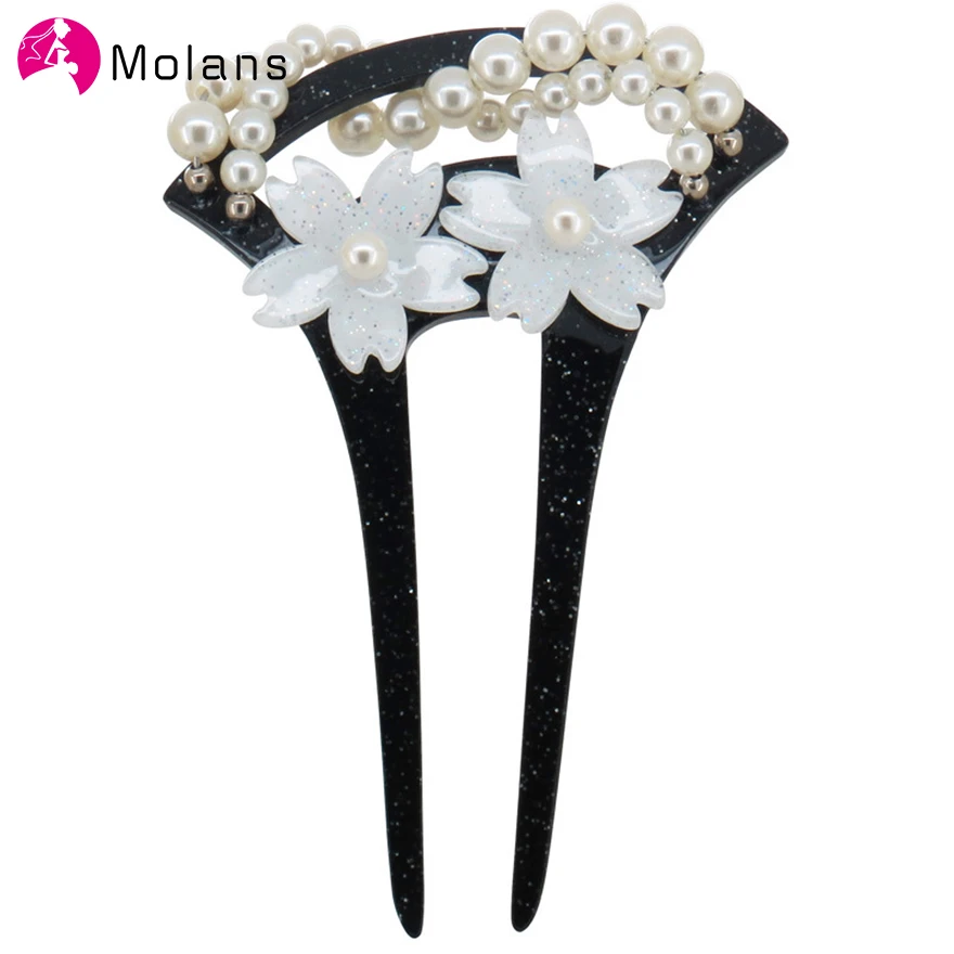 

Molans Acrylic Classical Cherry Flower Hair Sticks Simulation Pearls Hair Clips Hairpins for Women Bride Hair Accessories
