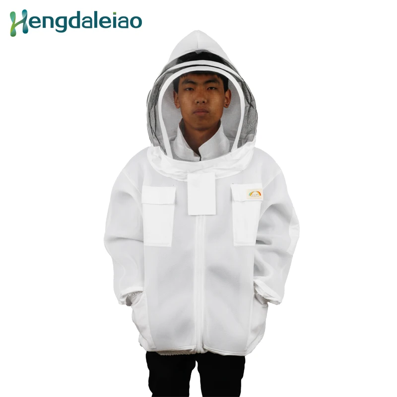 

HDBC-003 Beekeeping Suit Sandwich Mesh Fabrics White Jacket with Zipper, Veil and Bracket