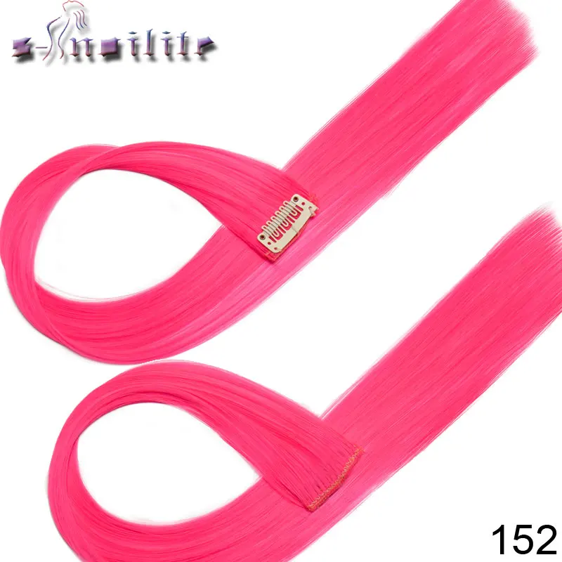 S-noilite 22 дюйма, радужные цвета, на заколках, цельные волосы для наращивания, прямые Длинные Синтетические термостойкие волосы - Цвет: hot pink