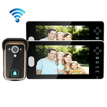 Free Shipping 2.4G Wireless 7″ Touch Color TFT LCD Video Door Phone Intercom 1 Waterproof Doorbell Camera 2 Screen WHOLESALE