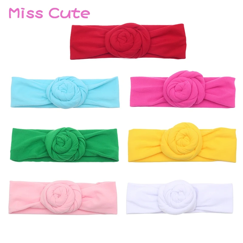 1 PC Fashion Headband Newborn Solid Cotton Handmade Rose Flower Turban Hairband Petty Girl Tie Knot Headbands For Babies | Детская