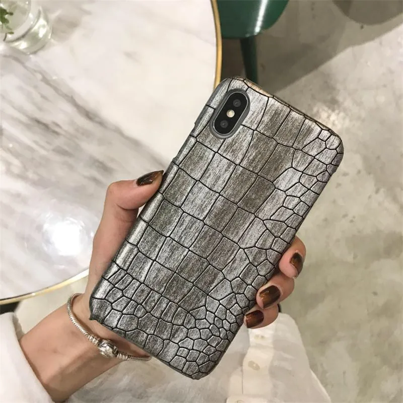 Crocodile Skin Pattern Luxury Phone Case for iPhone XS MAX Case for iPhone X XR 6 6S 7 8 Plus Case Vintage Hard PU Leather Cover08