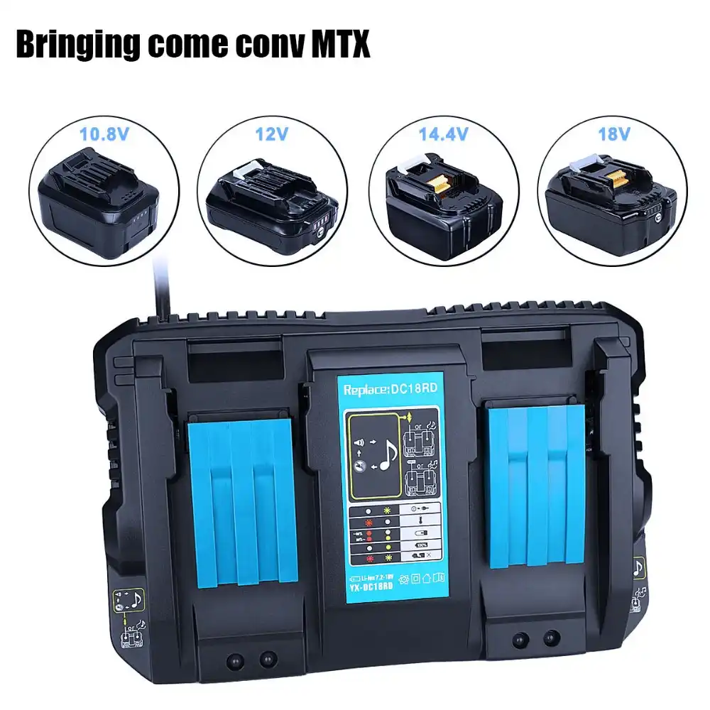 DC18RD Dual Port Charger 4A for Makita 14V-18V Lithium Battery Rapid Charger with USB