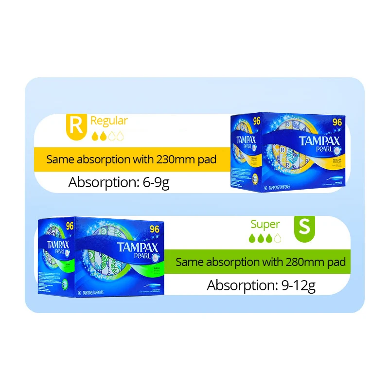 Tampax жемчужный неароматизированный тампон обычная и супервпитывающая