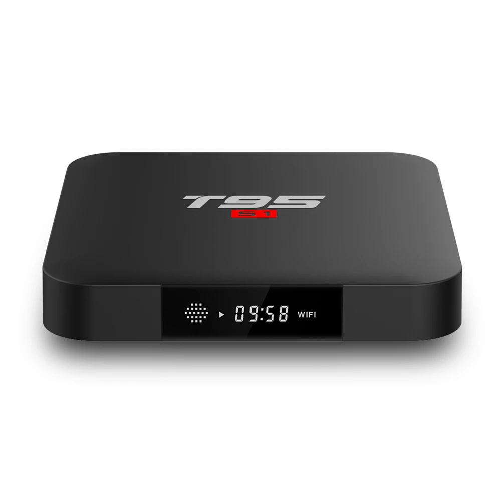 T95 S1 Смарт ТВ приставка Android 7,1 Amlogic S905W Смарт ТВ приставка четырехъядерный H.265 2 ГБ/16 ГБ 2,4G WiFi 100M LAN HD медиаплеер
