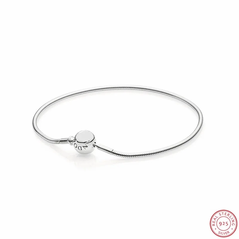 

ESSENCE COLLECTION Popular 925 Sterling Silver Iconic LOGO Clasp Delicate Snake Chain Bracelets for Women Jewelry FLB010