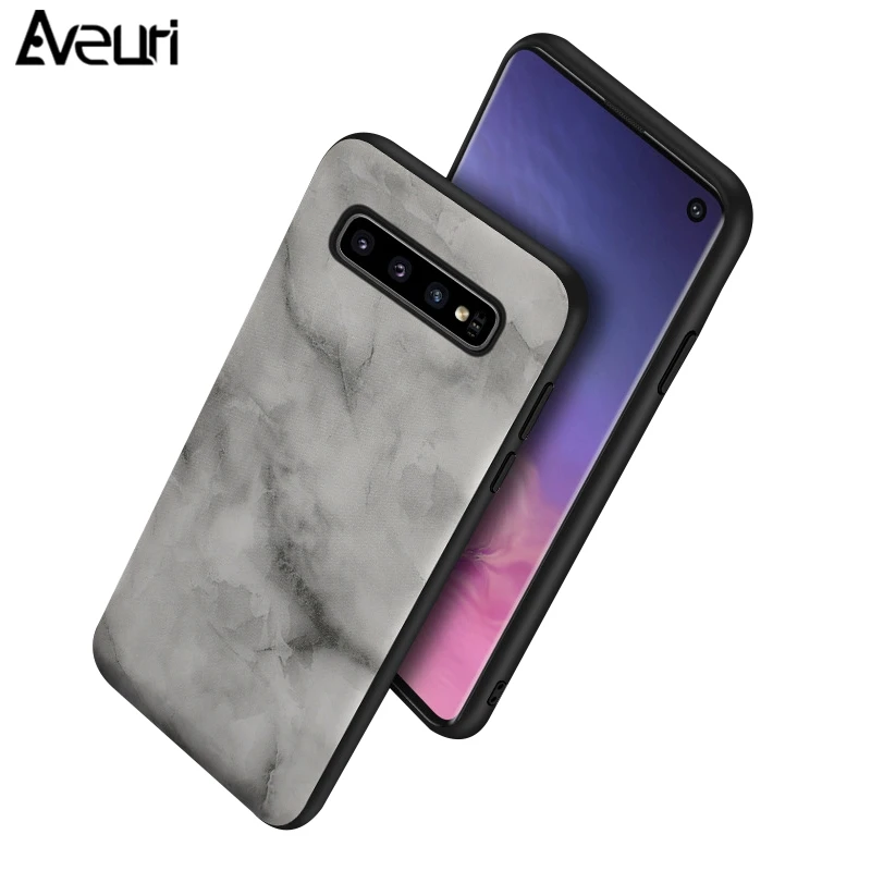 

Aveuri Luxury Phone Case For Samsung Galaxy S8 S9 S10 Plus S10E Coque Marble Leather Silicone Cover For Samsung Note 9 8 Case