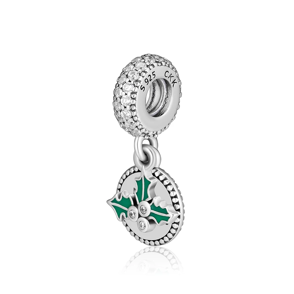 

Beads Christmas Letter 100% 925 Sterling Silver Green Enamel & Cz Beads for Jewelry Making Fit Charms Bracelets DIY PCKA028