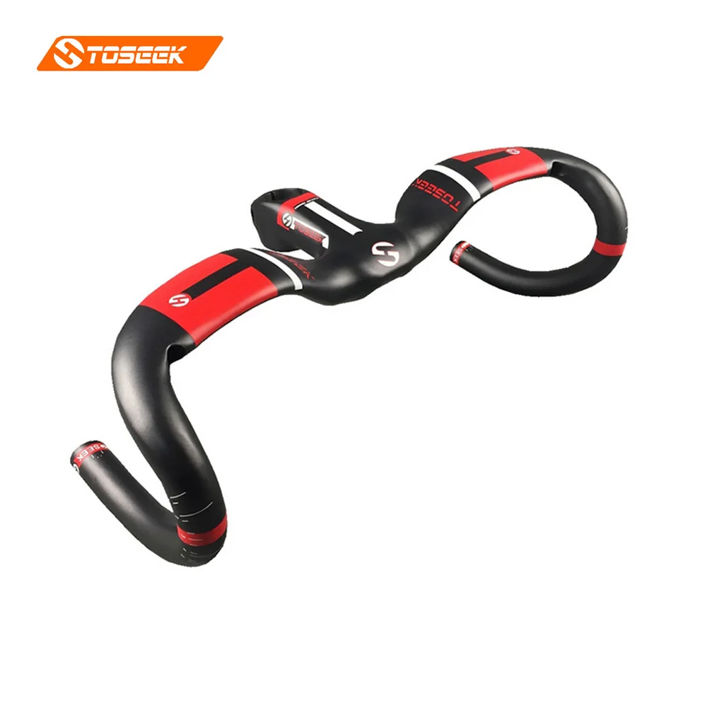 

2016 Toseek full carbon fiber road bike integrated handlebar bent handlebar UD matte red 400/420440*90/100/110/120mm bike parts