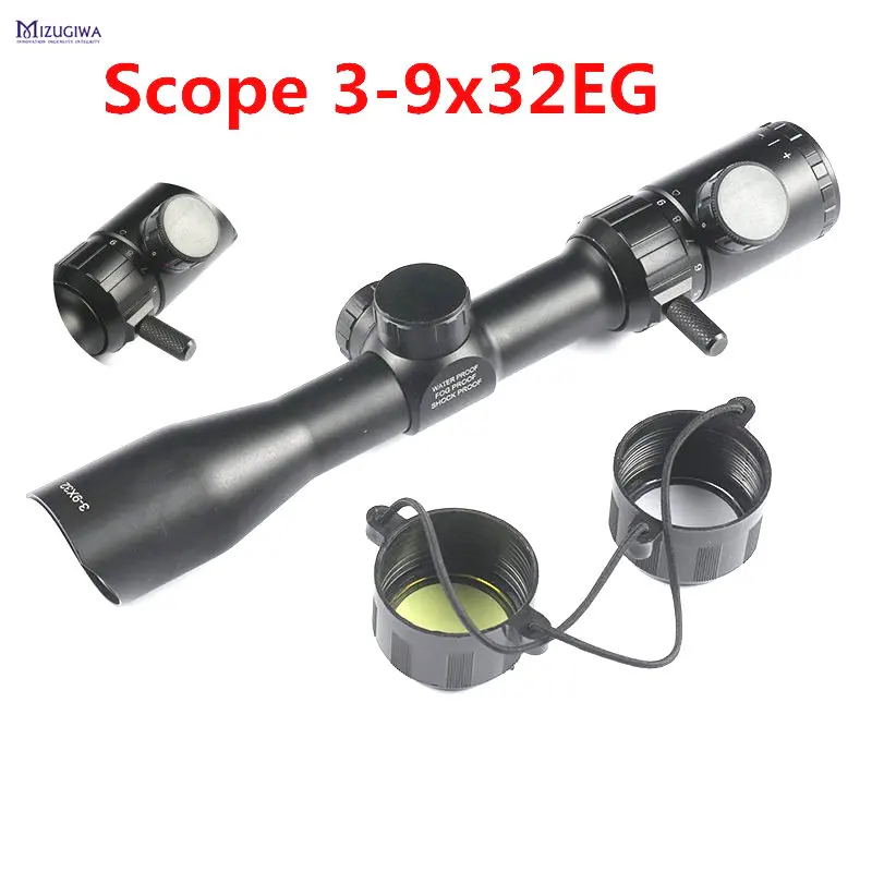

MIZUGIWA Hunting Scope 3-9x32 EG Rifle Scope Red Green illumination Range Finder Reticle BDC Air Rifle Sight Mira Para Airsoft