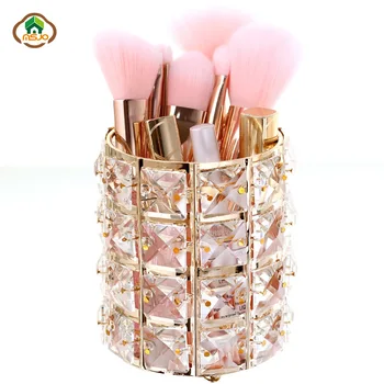 

Msjo Makeup Organizer European Crystal Design Cosmetic Brush Makeup Holder Pencil Bucket Pen Storage Rack Container Storage Box