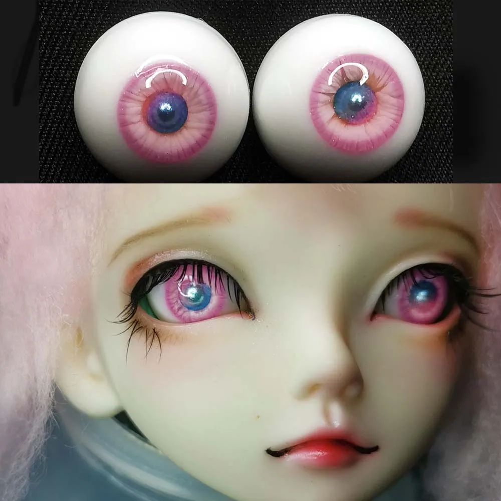 Смола BJD глаза РОЗОВЫЙ ИРИС Dazzle жемчуг pupilentes УФ глаз 1/3 1/4 1/6 bjd sd СНМП DOD MSD SD как DZ Dollfie 12 мм 20 мм глазного яблока