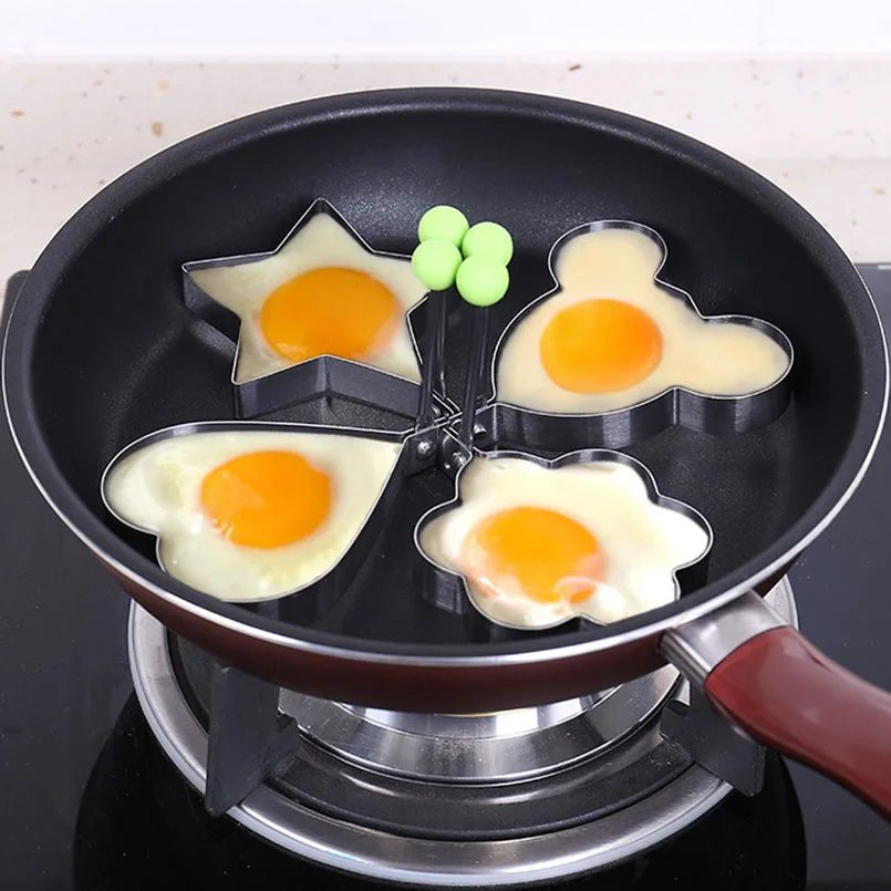 

5PC Egg Mold Shaper Pancake Ring Heart Flower Round Star Shape For Cake Mold Baking Pastry Kitchen Gadgets Stainless Steel