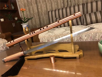 

High Quality Purple Copper Flute Sword Knife Sharp 608Folded Steel Blade Musical