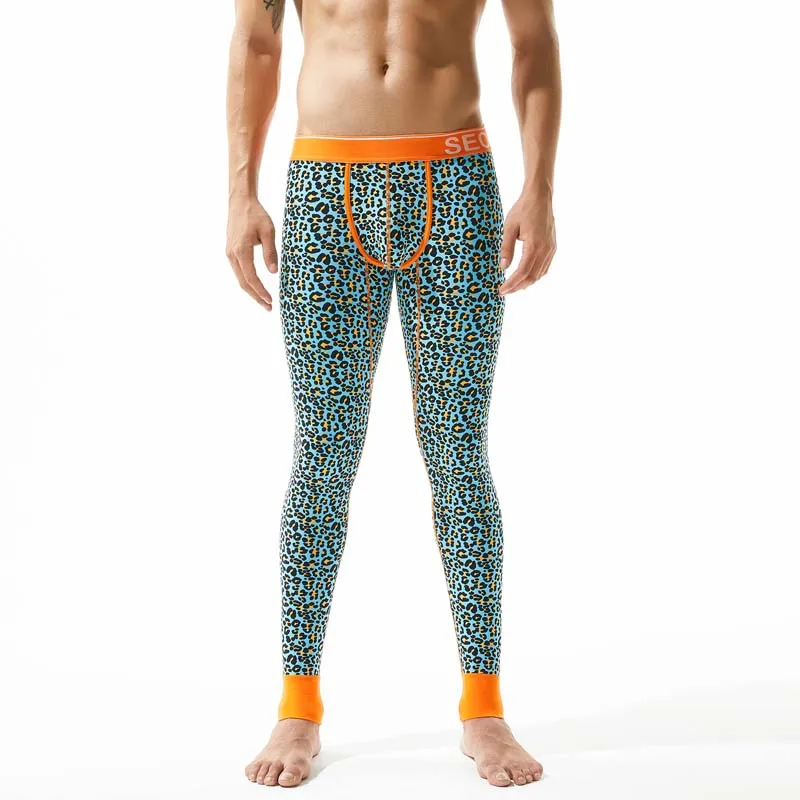 Autumn Winter Fashion Leopard Men Long Johns Thermal Underwear Cotton Mens Warm Thermal Underwear Long John long johns for men