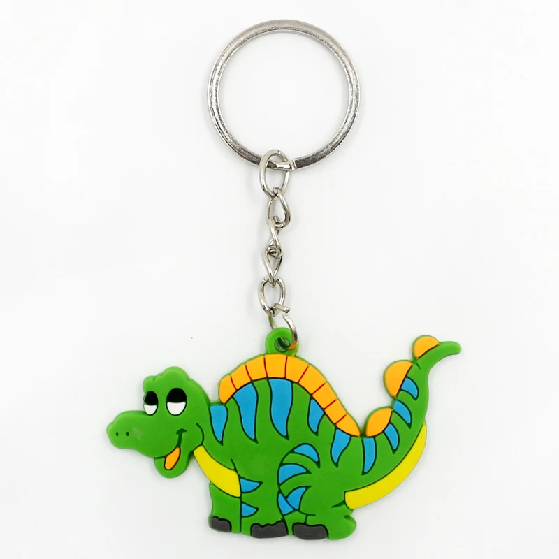 Детский брелок для ключей динозавры мягкий брелок из ПВХ Мужская цепочка для ключей Автомобильный кулон Металлическое кольцо подарочные украшения для мальчиков