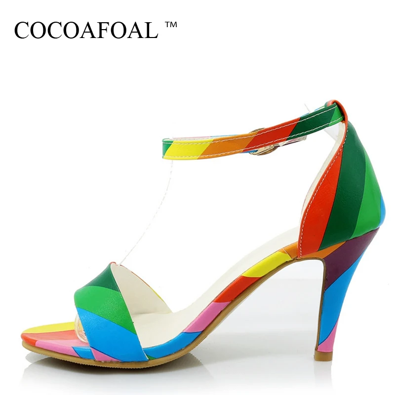 

COCOAFOAL Women High Heels Sandals Plus Size 33 32 44 White Wedding Shoes Black Fashion Sexy Buckle Strap Peep Toe Pumps 2018