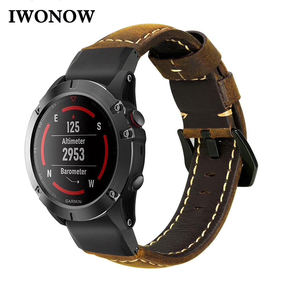 Ремешок для часов из натуральной кожи 22 мм 26 Garmin Fenix 3/3HR/5/5 Plus/5X/5X Plus ремешок браслет