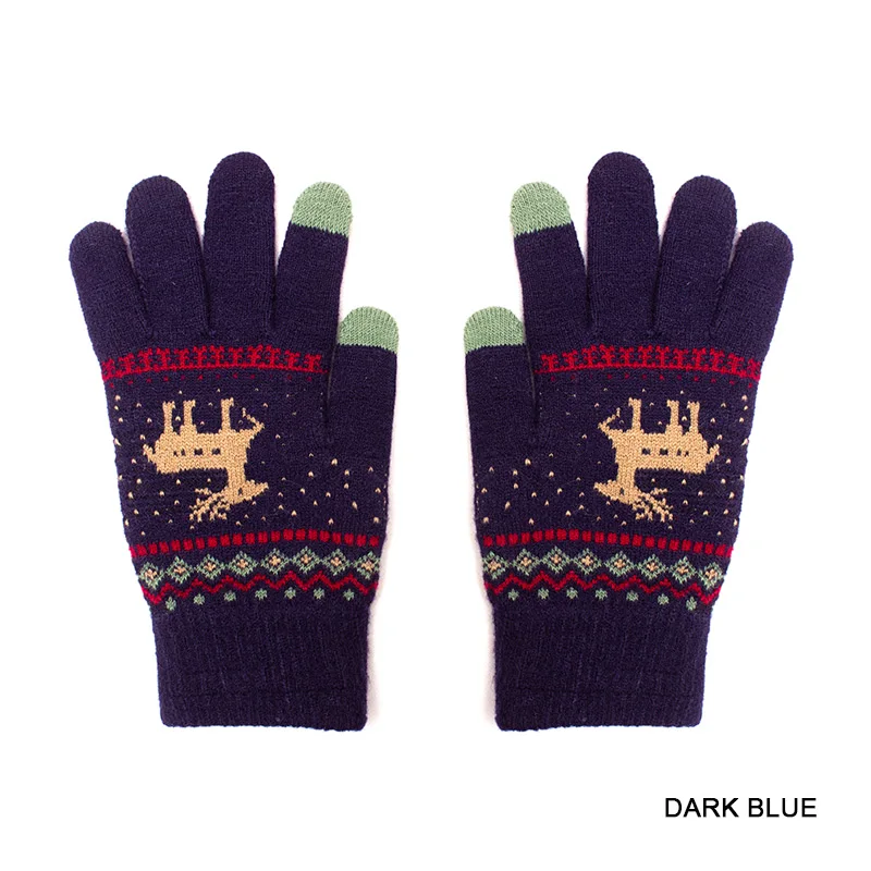 Dark blue REAKIDS/новые детские хлопковые перчатки с принтом для маленьких детей, детские эластичные вязаные перчатки для маленьких мальчиков и девочек, варежки, теплые зимние варежки - Цвет: Dark blue