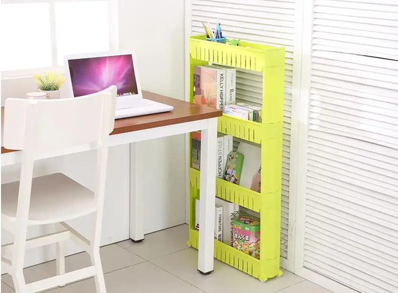 Multipurpose Shelf with Removable Wheels Crack Rack Bathroom Storage Storage Rack Shelf Multi-layer Refrigerator Side Shelf