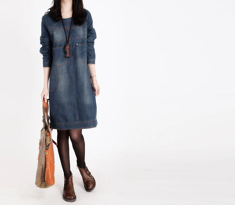 Plus Size Women Clothing 2019 New Spring Jeans Shirt Dress Woman Autumn Vintage Long Sleeve Denim Dresses For Women Vestidos HTB1DMuvcxsIL1JjSZFqq6AeCpXaY - Plus Size Women Clothing 2019 New Spring Jeans Shirt Dress Woman Autumn Vintage Long Sleeve Denim Dresses For Women Vestidos