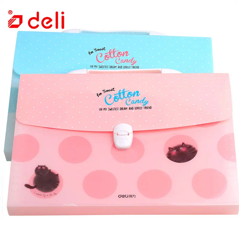 

Deli Cute stationery File Folder A4 waterproof Expanding Wallet Convenient Manage Holder expanding wallet Document Organizers