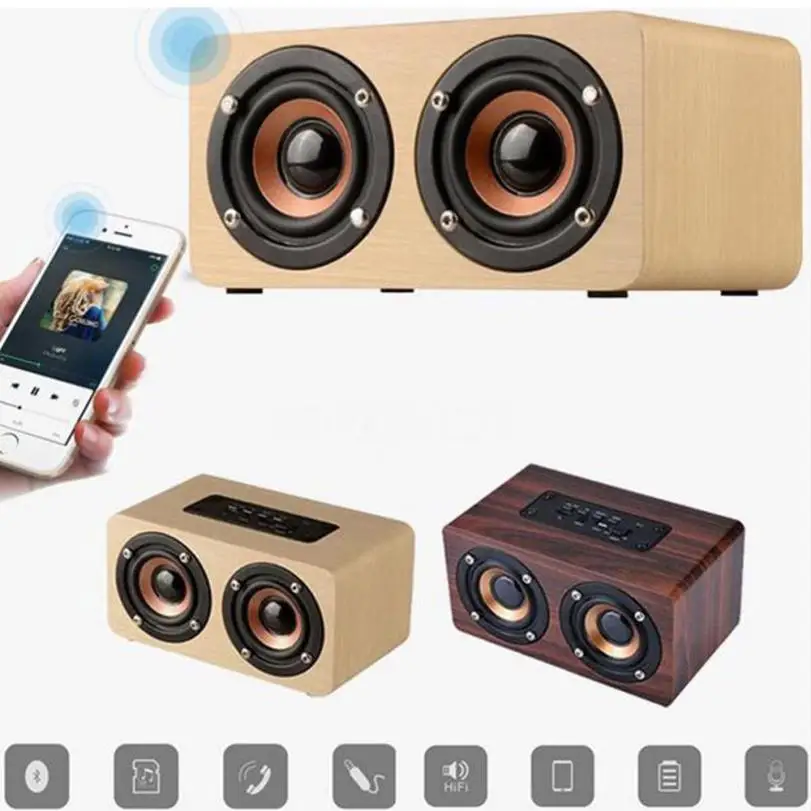 HIPERDEAL 10 Вт Выход Ретро деревянный беспроводной Bluetooth динамик мини 3D двойной