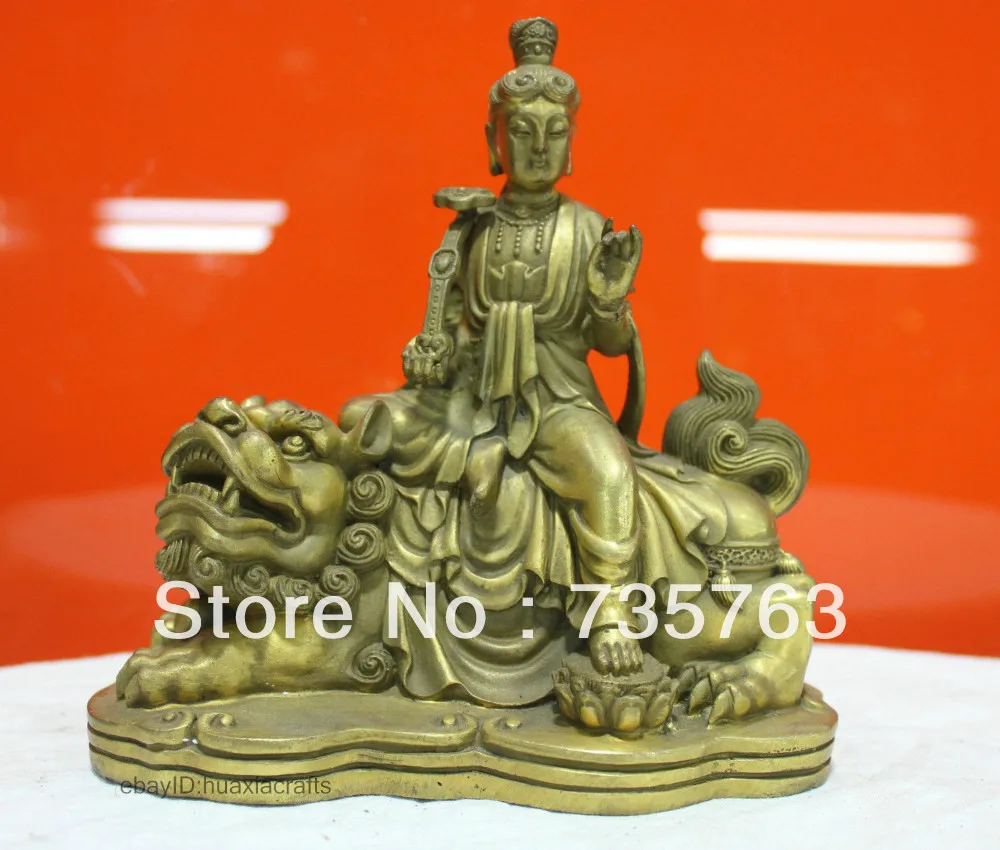 

xiuli 00402 Chinese Folk Culture HandMade Pure Bronze statue Manjushri Buddha Sculpture