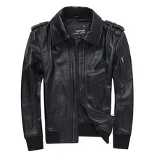 Новые мужские Куртки из натуральной кожи короткие тонкие байкерские пальто мужская одежда из овечьей шкуры 5XL мужская повседневная одежда с отложным воротником