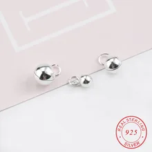 Одна штука, 6, 8, 10 мм, кольцо из стерлингового серебра 925 пробы, колокольчики, Серебряный кулон для ожерелья и браслета, серебряные ювелирные изделия, аксессуары