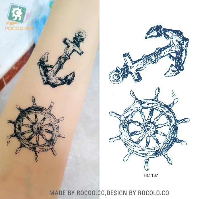5ピースタトゥーカスタム使い捨て防水メンズタトゥー海賊船員アンカー舵文化パターンhc1137 Tattoo Pirate Men Tattoopattern Tattoos Aliexpress