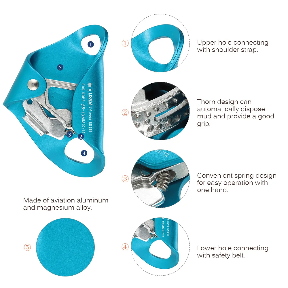 4KN алюминиевый сплав грудь Ascender для 8 мм-13 мм веревка скалолазание спелечение гладкая спасательная Шестерня оборудование Ascent по CE