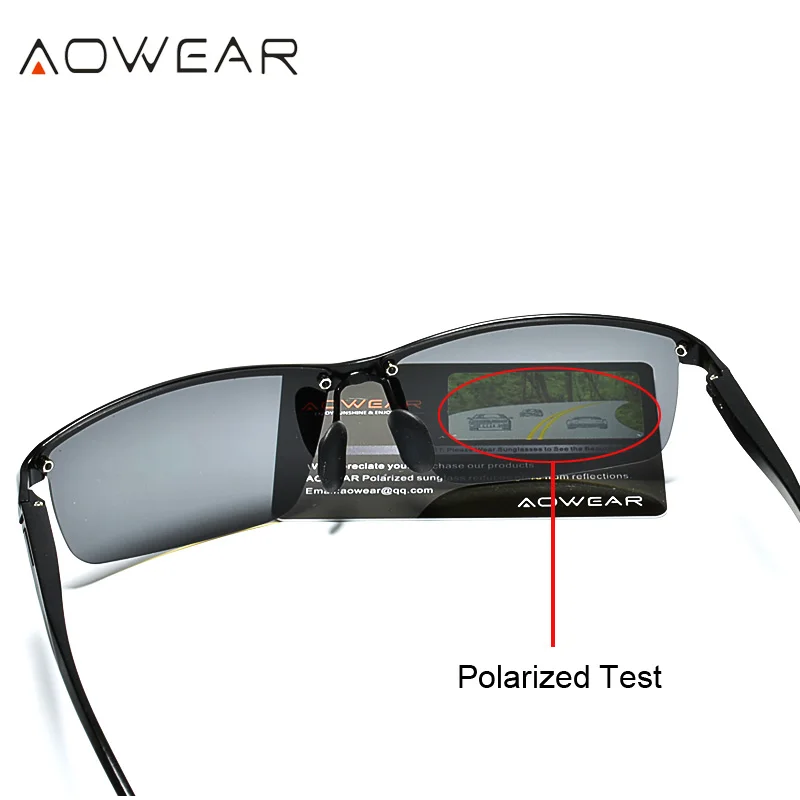 Мужские солнцезащитные очки без оправы AOWEAR 2019 поляризационные в стиле ретро с